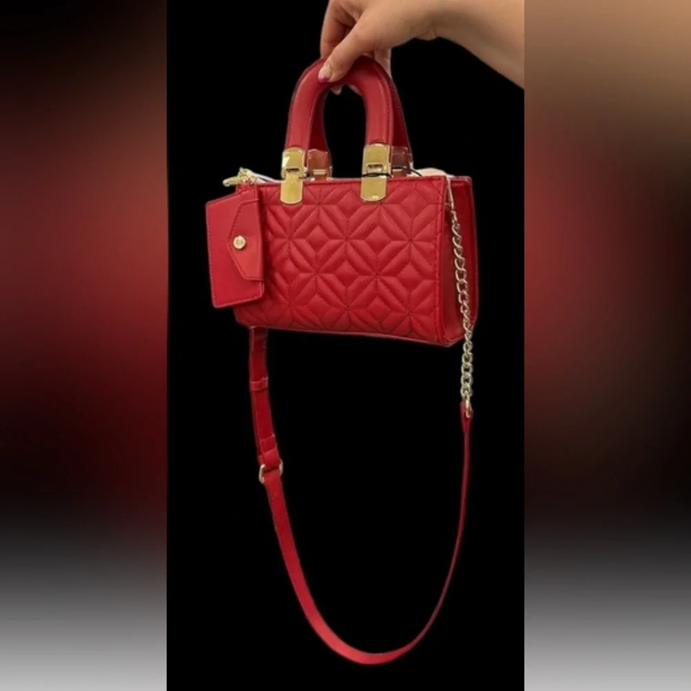 Steve Madden Chevy Red Bevelyn Satchel Crossbody Bag